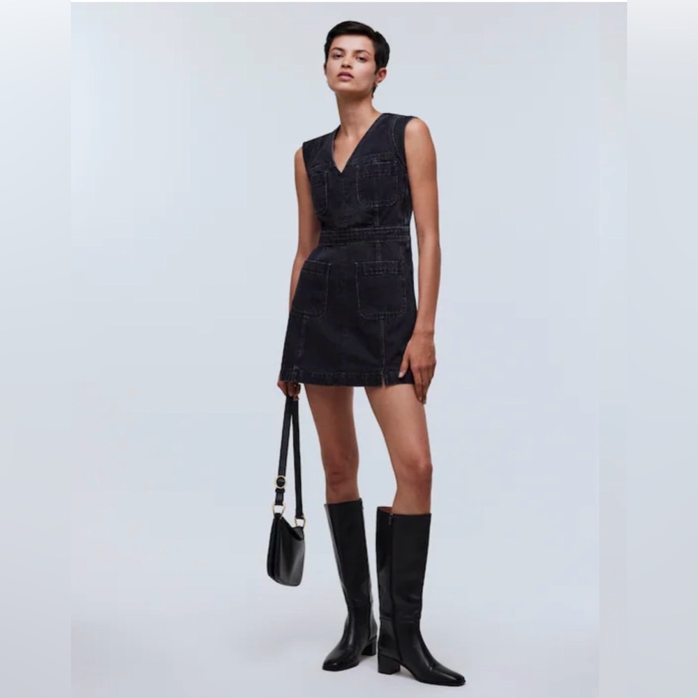 Madewell NWOT Denim Cap-Sleeve Mini Dress in Tarrybrook Wash Size 12